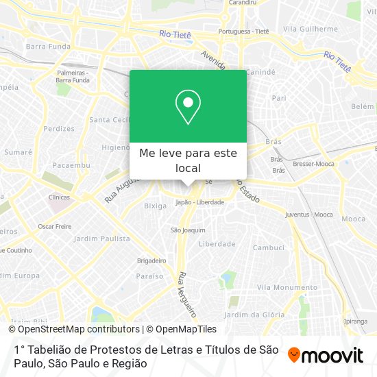 1° Tabelião de Protestos de Letras e Títulos de São Paulo mapa