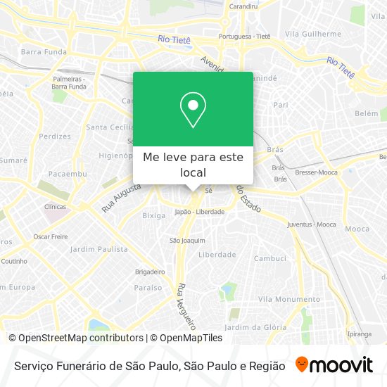 Serviço Funerário de São Paulo mapa