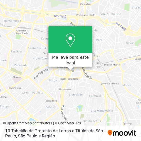 10 Tabelião de Protesto de Letras e Títulos de São Paulo mapa