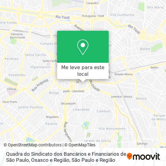 Quadra do Sindicato dos Bancários e Financiarios de São Paulo, Osasco e Região mapa