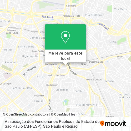 Associação dos Funcionários Publicos do Estado de Sao Paulo (AFPESP) mapa