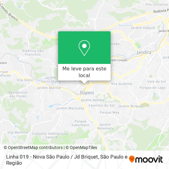 Linha 019 - Nova São Paulo / Jd Briquet mapa