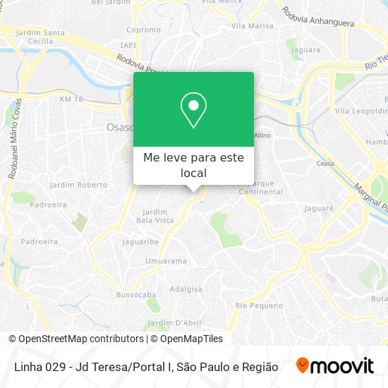 Linha 029 - Jd Teresa/Portal I mapa