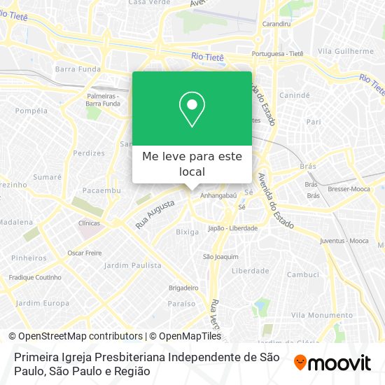 Primeira Igreja Presbiteriana Independente de São Paulo mapa