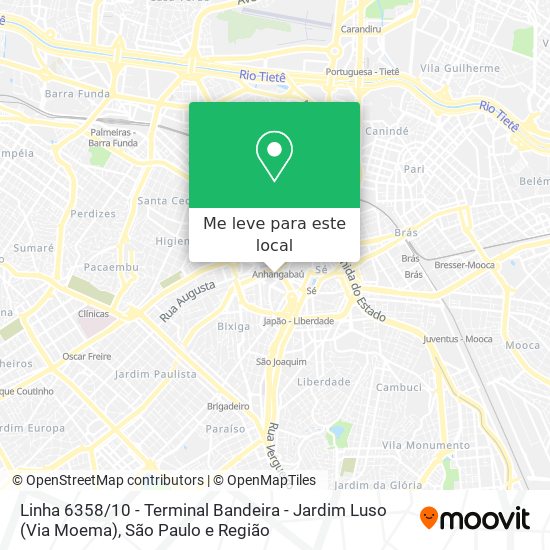 Linha 6358 / 10 - Terminal Bandeira - Jardim Luso (Via Moema) mapa