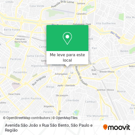 Avenida São João x Rua São Bento mapa