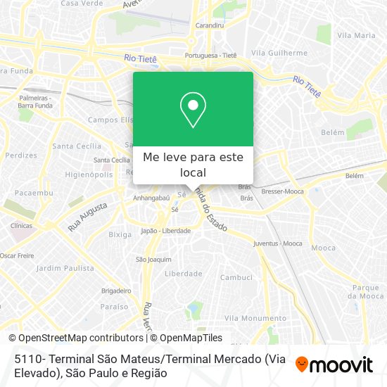 5110- Terminal São Mateus / Terminal Mercado (Via Elevado) mapa
