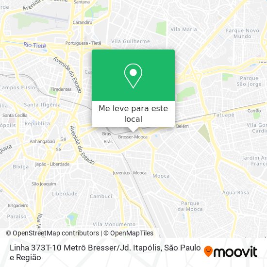 Linha 373T-10 Metrô Bresser / Jd. Itapólis mapa