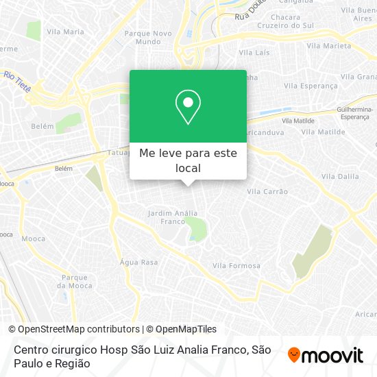 Centro cirurgico Hosp São Luiz Analia Franco mapa