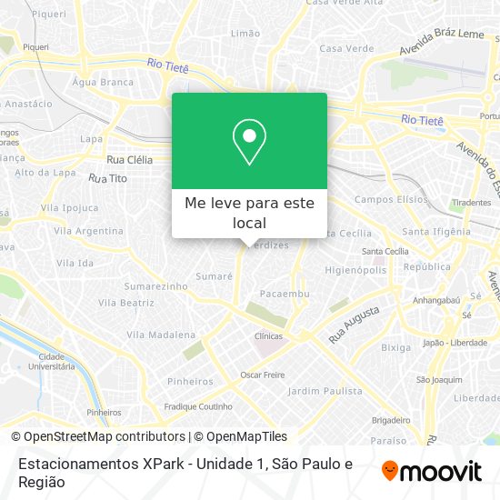 Estacionamentos XPark - Unidade 1 mapa