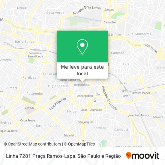 Linha 7281 Praça Ramos-Lapa mapa