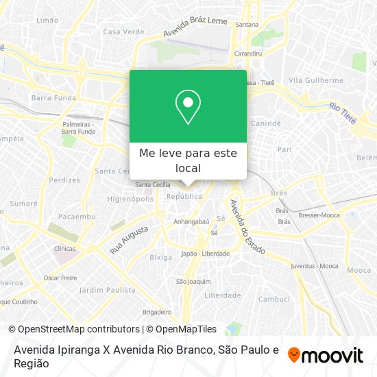 Avenida Ipiranga X Avenida Rio Branco mapa