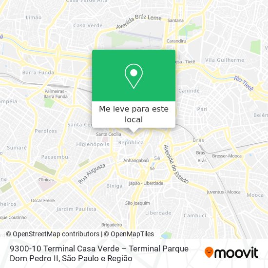9300-10 Terminal Casa Verde – Terminal Parque Dom Pedro II mapa