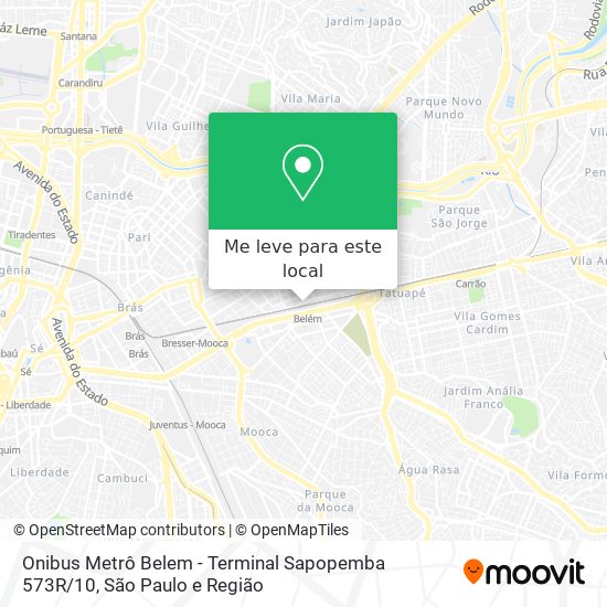 Onibus Metrô Belem -  Terminal  Sapopemba 573R / 10 mapa