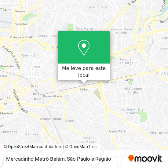 Mercadinho Metrô Belém mapa