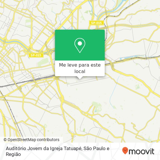 Auditório Jovem da Igreja Tatuapé mapa