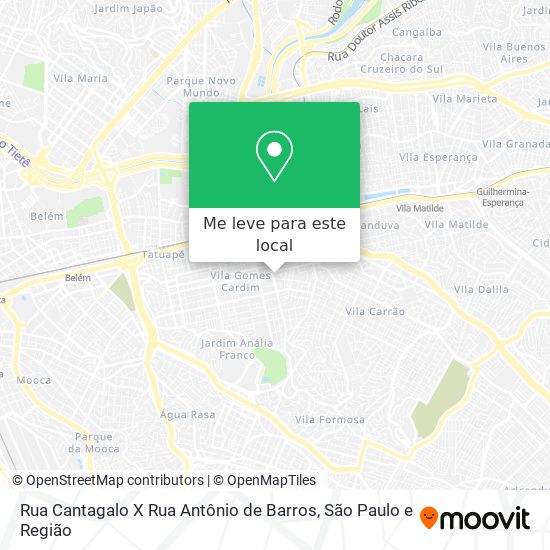 Rua Cantagalo X Rua Antônio de Barros mapa