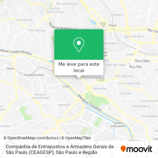 Companhia de Entrepostos e Armazéns Gerais de São Paulo (CEAGESP) mapa