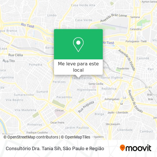 Consultório Dra. Tania Sih mapa