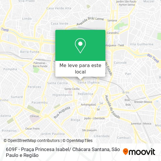 609F - Praça Princesa Isabel/ Chácara Santana mapa