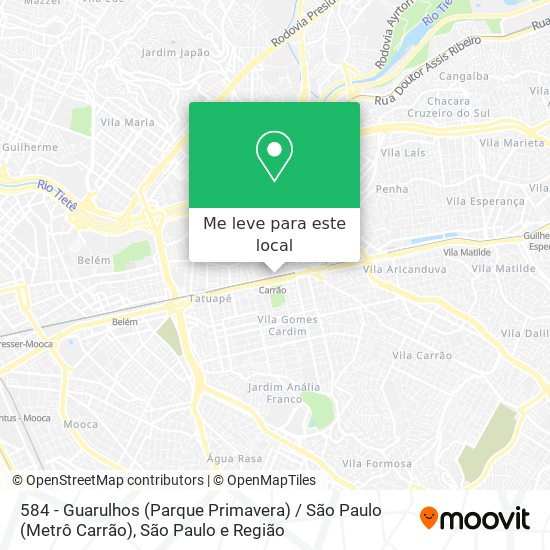 584 - Guarulhos (Parque Primavera) / São Paulo (Metrô Carrão) mapa