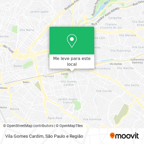 Vila Gomes Cardim mapa