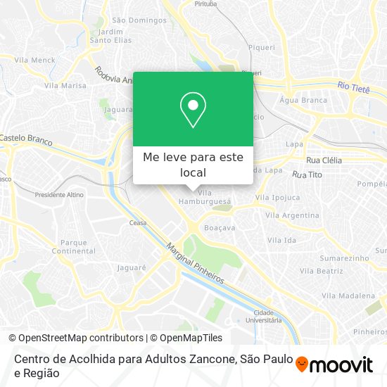 Centro de Acolhida para Adultos Zancone mapa