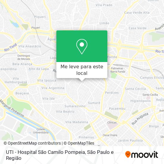 UTI - Hospital São Camilo Pompeia mapa