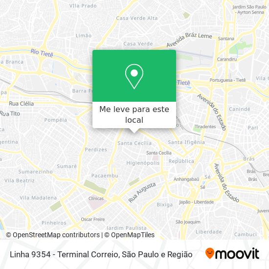 Linha 9354 - Terminal Correio mapa