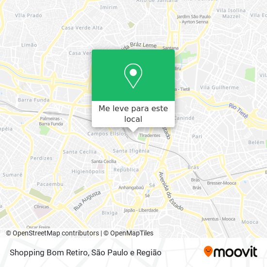 Shopping Bom Retiro mapa