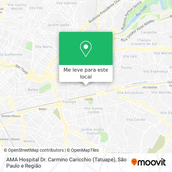 AMA Hospital Dr. Carmino Caricchio (Tatuapé) mapa