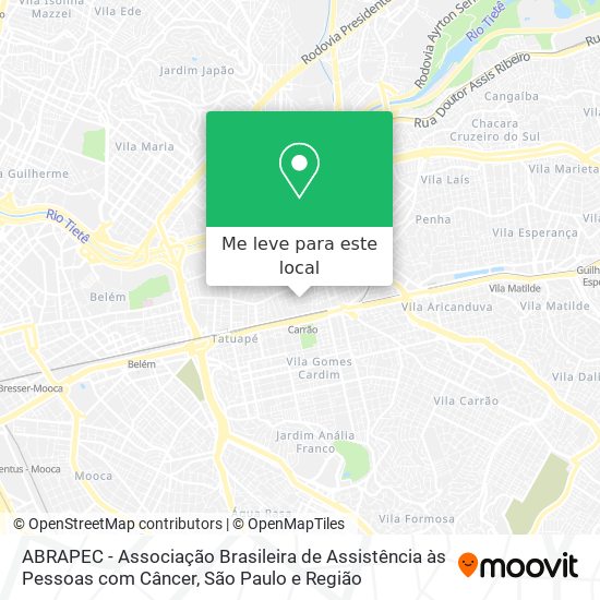 ABRAPEC - Associação Brasileira de Assistência às Pessoas com Câncer mapa