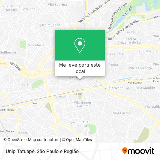 Unip Tatuapé mapa