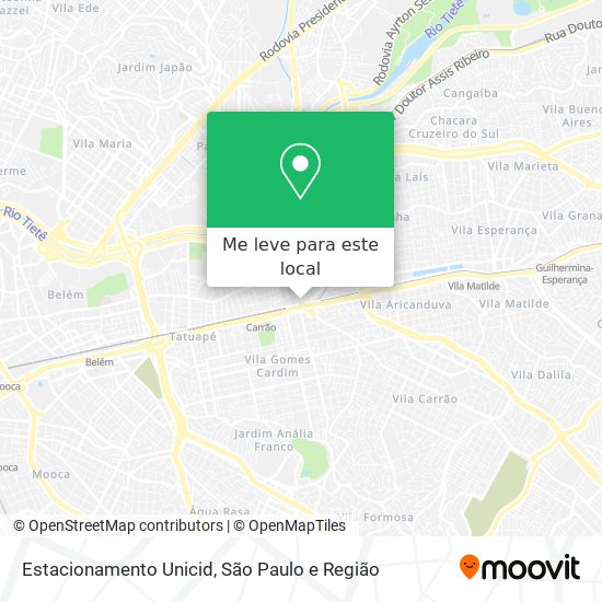 Estacionamento Unicid mapa