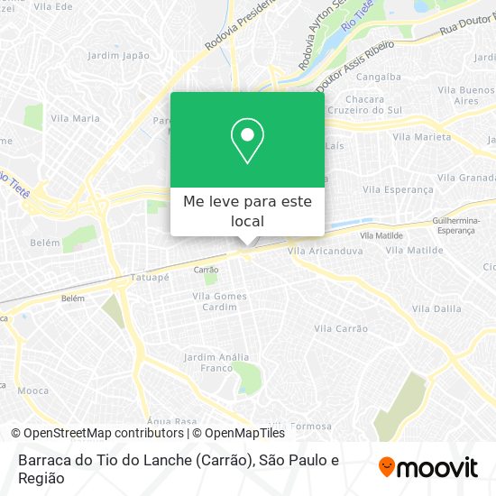 Barraca do Tio do Lanche (Carrão) mapa