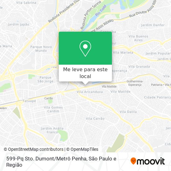 599-Pq Sto. Dumont/Metrô Penha mapa