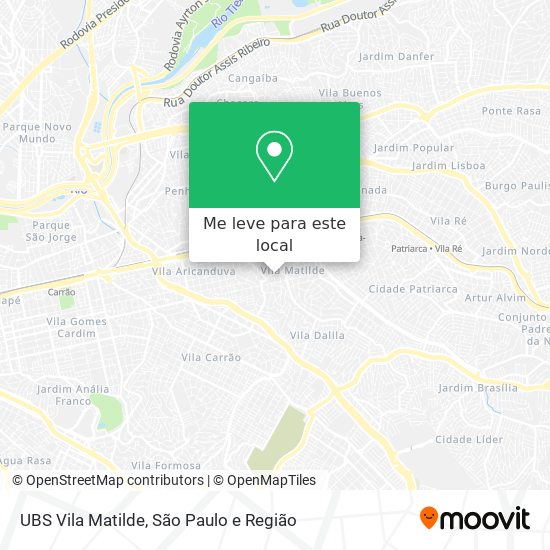 UBS Vila Matilde mapa