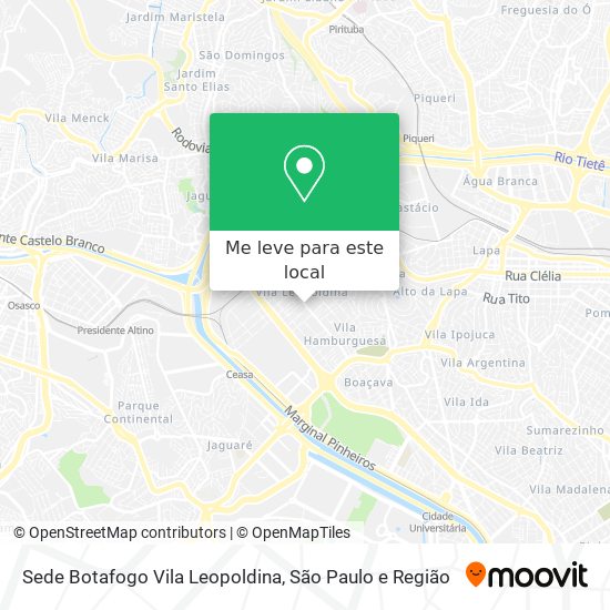 Sede Botafogo Vila Leopoldina mapa