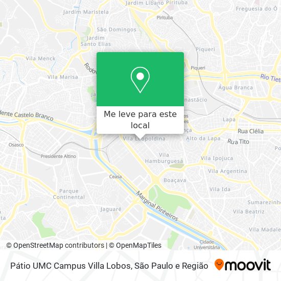 Pátio UMC Campus Villa Lobos mapa