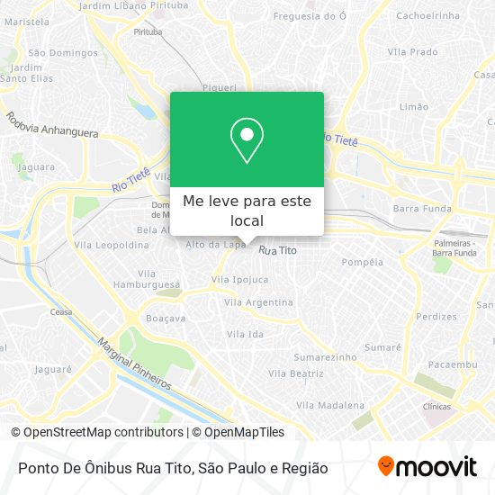 Ponto De Ônibus Rua Tito mapa
