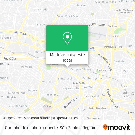 Carrinho de cachorro-quente mapa
