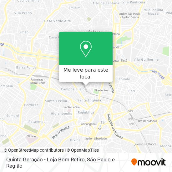 Quinta Geração - Loja Bom Retiro mapa