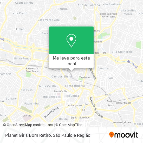 Planet Girls Bom Retiro mapa