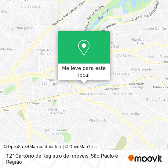 12° Cartório de Registro de Imóveis mapa