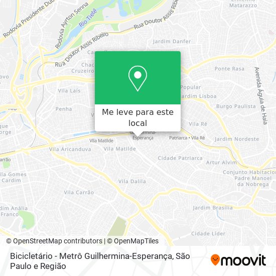 Bicicletário - Metrô Guilhermina-Esperança mapa