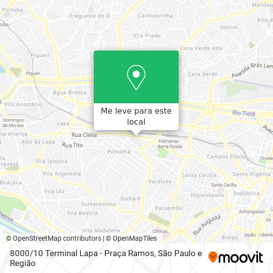 8000 / 10 Terminal Lapa  - Praça Ramos mapa
