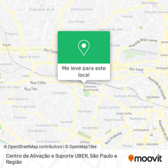 Centro de Ativação e Suporte UBER mapa