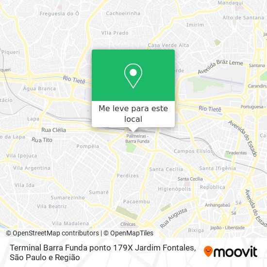 Terminal Barra Funda ponto 179X Jardim Fontales mapa