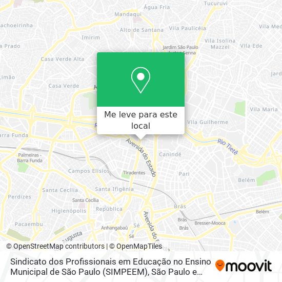 Sindicato dos Profissionais em Educação no Ensino Municipal de São Paulo (SIMPEEM) mapa
