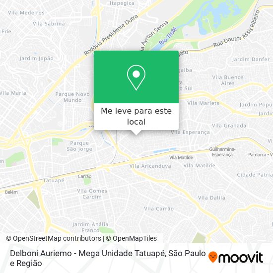 Delboni Auriemo - Mega Unidade Tatuapé mapa